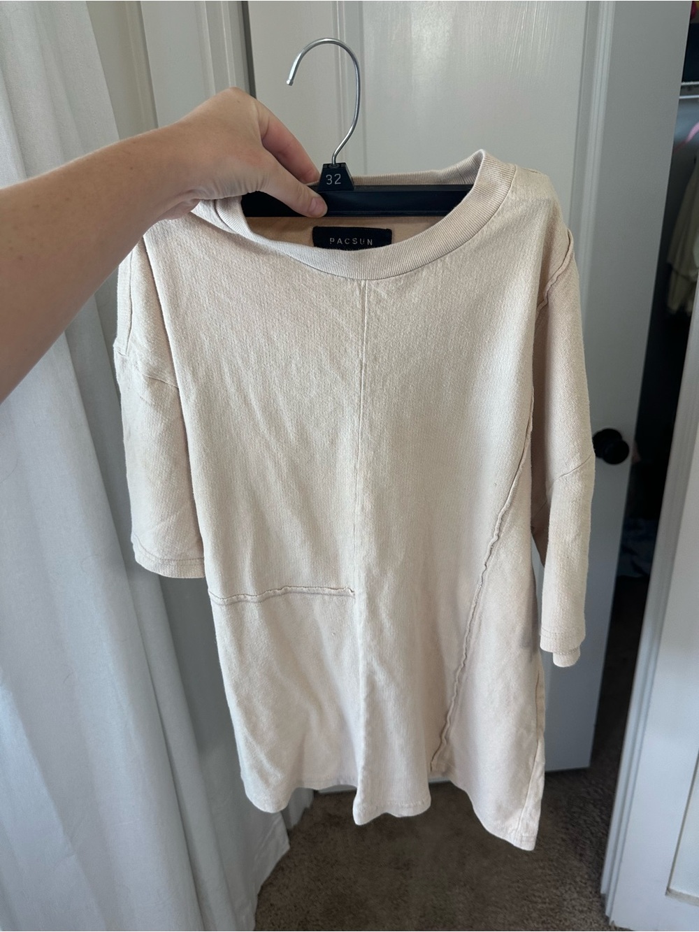 PacSun Cream Textured Short Sleeve Tunic